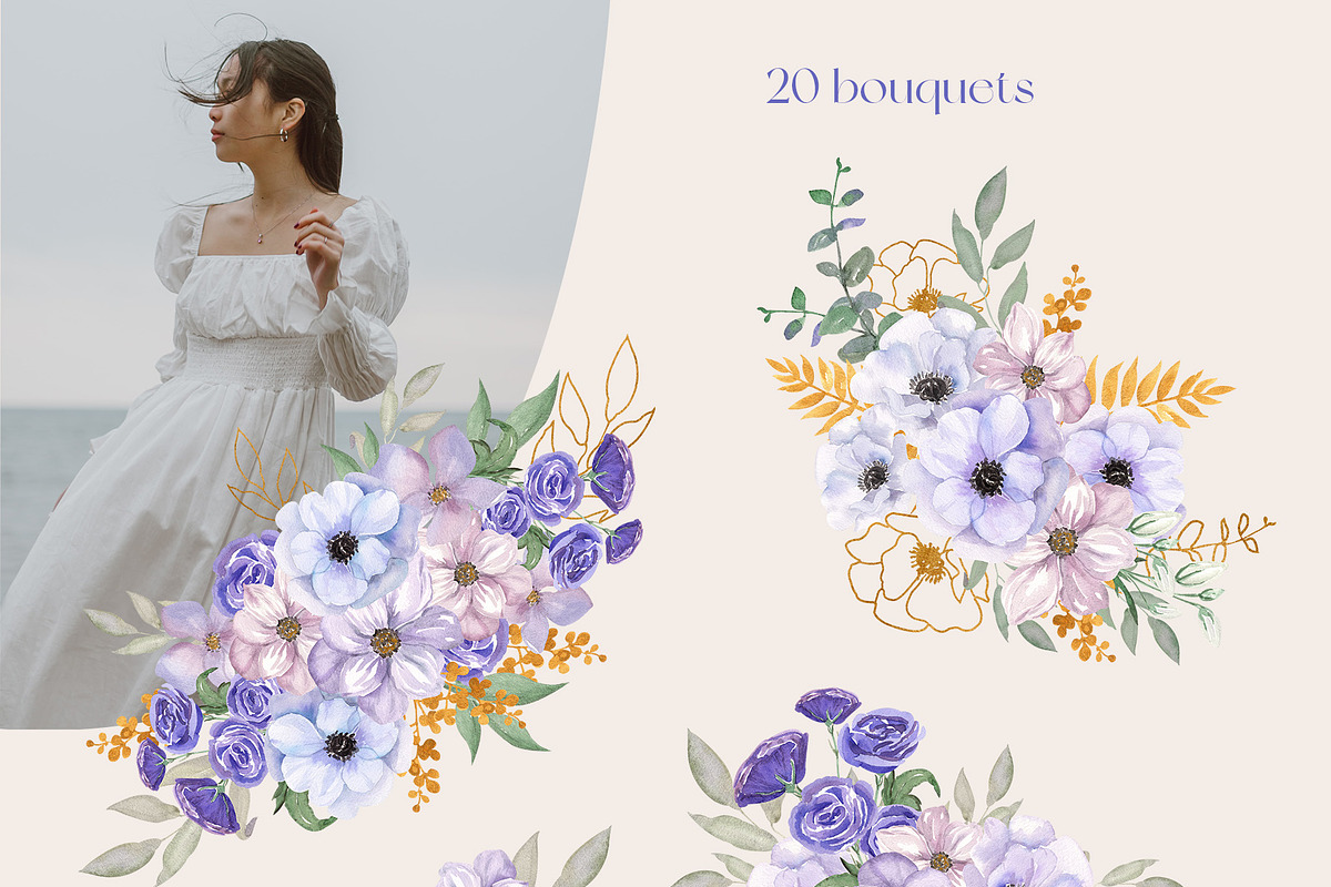 Dusk Purple. Very Peri Flowers 2022, a Decorative Illustration by Catch the Dream Art (Photo 2 of 22)