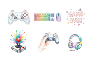 Watercolor Gamer Clipart, a Decorative Illustration by BerryPieArt (Thumbnail 3 of 4)
