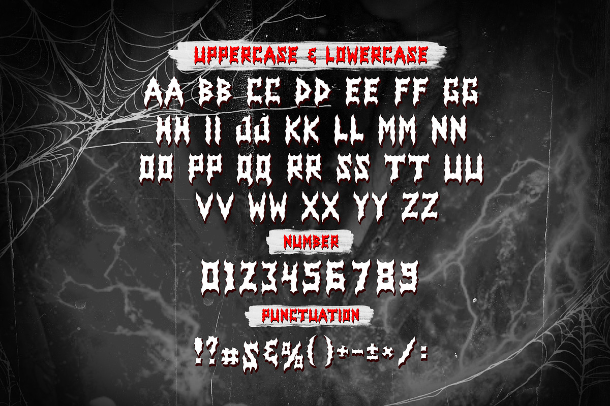 Obscure Metal Horror Blackletter Y2k, a Blackletter Font by dansdesign (Photo 2 of 12)