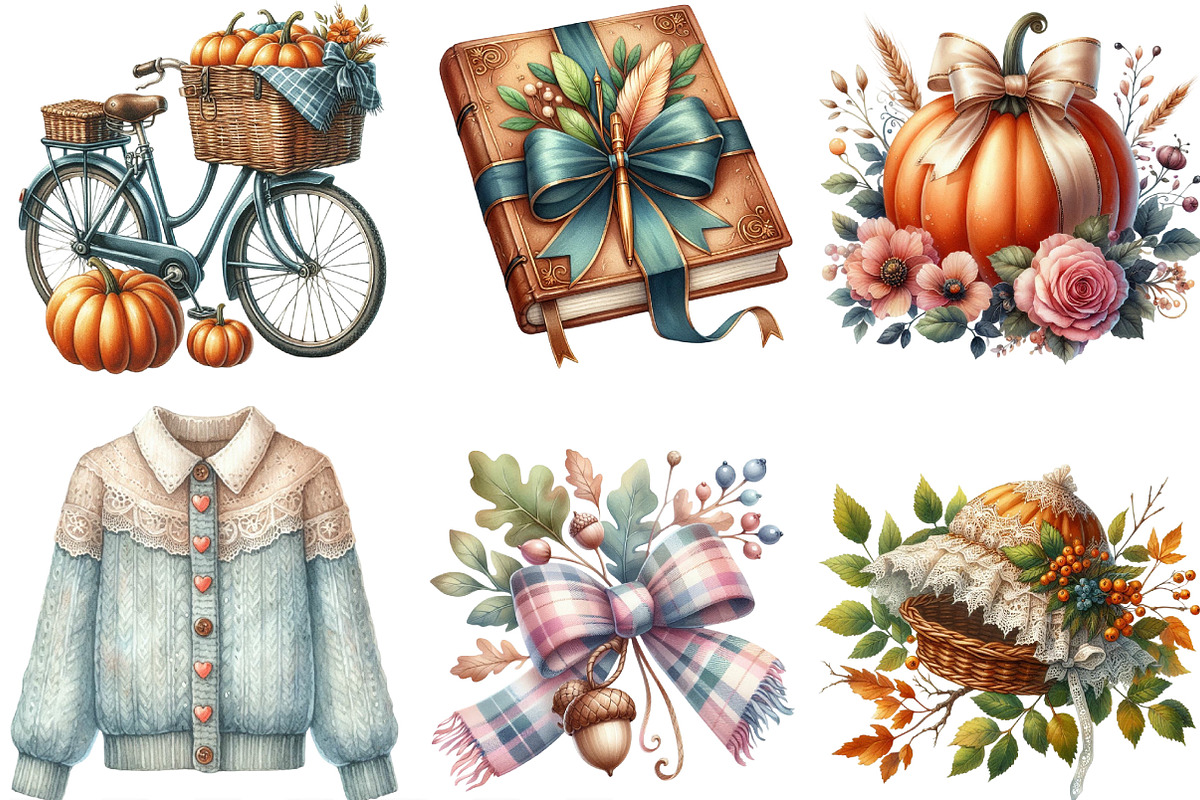 Hand-drawn Coquette Autumn Clipart, an Illustration by Designking (Photo 2 of 4)