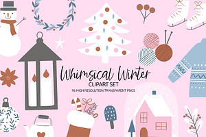 Whimsical Winter Clipart Set