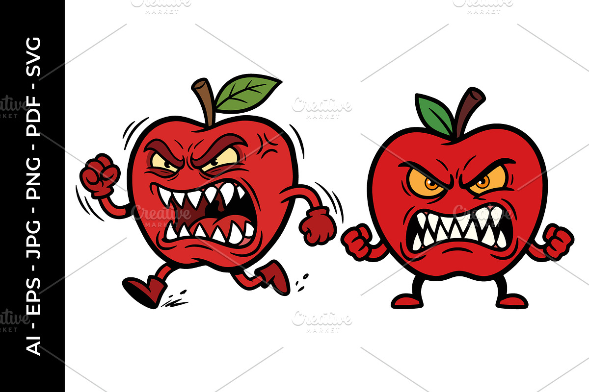 Angry cartoon apple illustration, a Food Illustration by nandinigraphics (Photo 1 of 3)