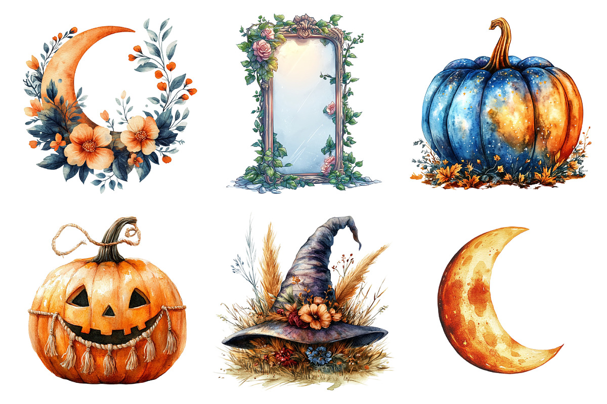 Boho Halloween Clipart Bundle, an Illustration by Daily.Designs (Photo 5 of 5)