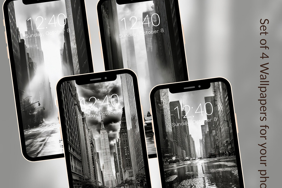 Black & White NYC Cityscape phone ba, a Graphic by Kalindiprints (Photo 1 of 6)