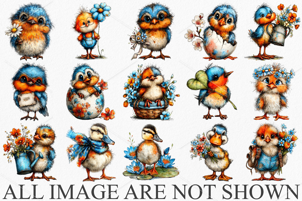Spring Cute Baby Birds Clipart PNG, an Illustration by Canvas Craft (Photo 3 of 7)