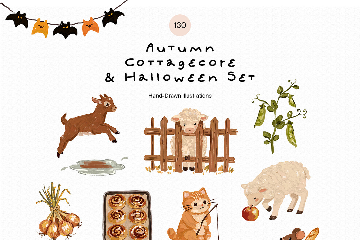 Autumn Cottagecore & Halloween Set, a Seasonal Illustration by divanovskaya_nv (Photo 3 of 18)