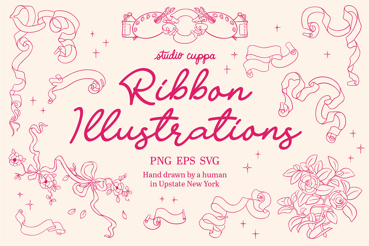 Ribbon Illustrations PNG EPS SVG, a Decorative Illustration by Cuppakeri (Photo 1 of 4)