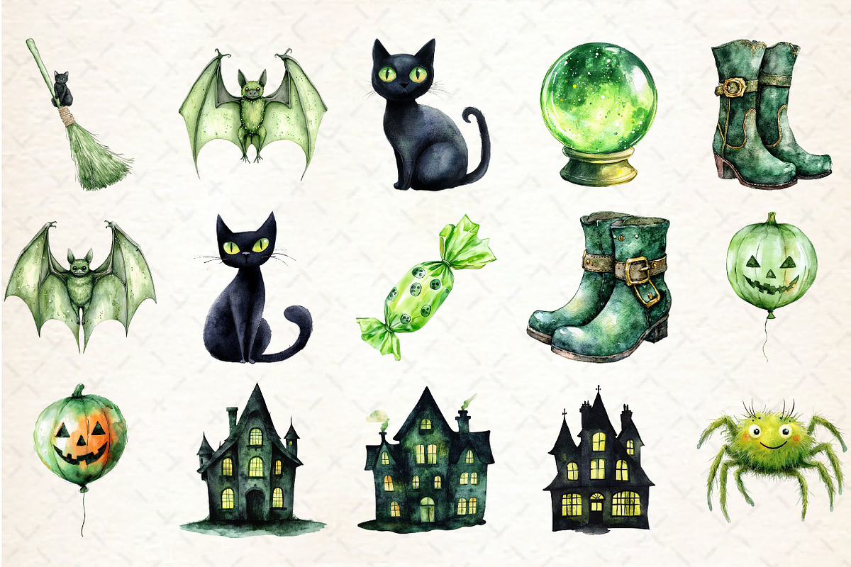 Green Halloween Clipart, an Illustration by Rose Art (Photo 2 of 7)