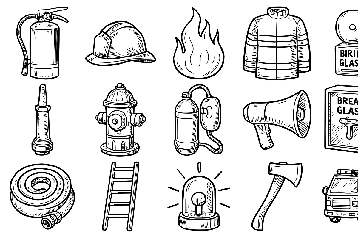 Firefighting Equipment Set, an Object Graphic by nikagraphic (Photo 1 of 3)