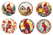 Stained Glass Cardinal Bird Clipart, an Illustration by CreationArt (Thumbnail 4 of 5)