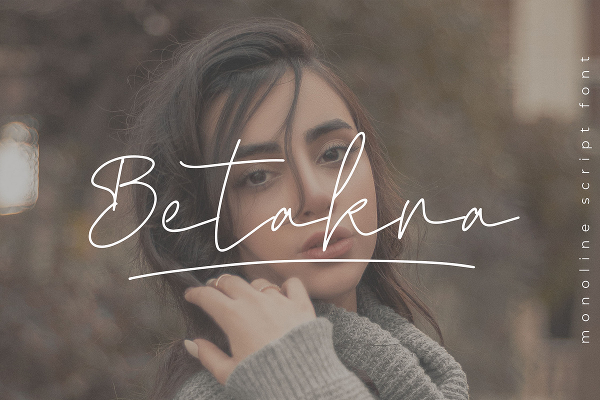 Betakra Monoline Script Font, a Script Font by NTC Graphic (Photo 1 of 9)