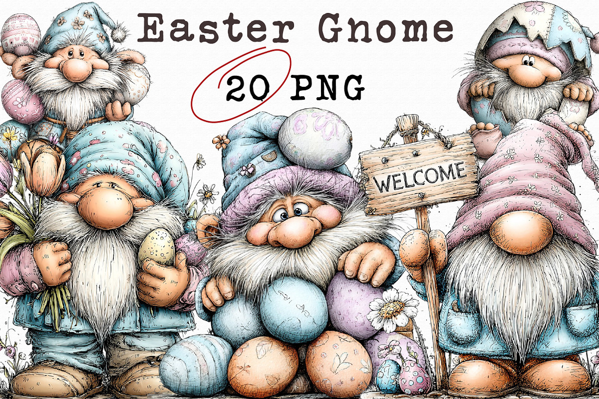 Cute Easter Gnome Clipart, an Illustration by Libby Wishes (Photo 1 of 6)