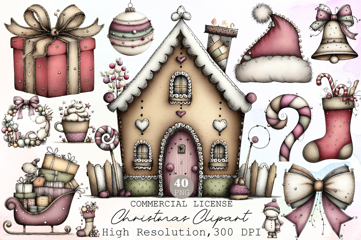 Watercolor Christmas Clipart, an Illustration by Sublimation Artist (Photo 1 of 6)