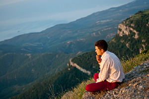 Meditation at sunrise containing sunset, summer, and sunset landscape