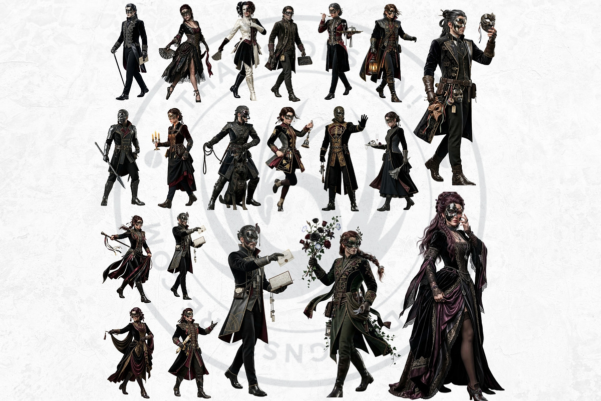 Velvet Mascarade Characters Bundle, a Person Illustration by ThatsDesignArt (Photo 4 of 9)