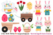 Happy Easter Digital Clipart, a Seasonal Illustration by Cozy Cat Design (Thumbnail 1 of 3)