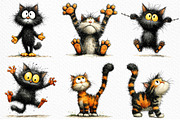 Whimsical Funny Cat PNG Bundle, a Seasonal Illustration by Craft Nest (Thumbnail 4 of 6)
