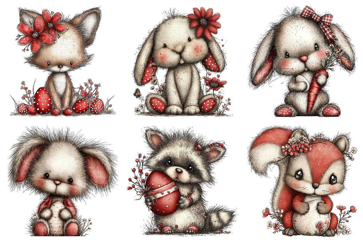 Woodland Easter Animals Clipart, an Illustration by designcity5 (Photo 4 of 5)