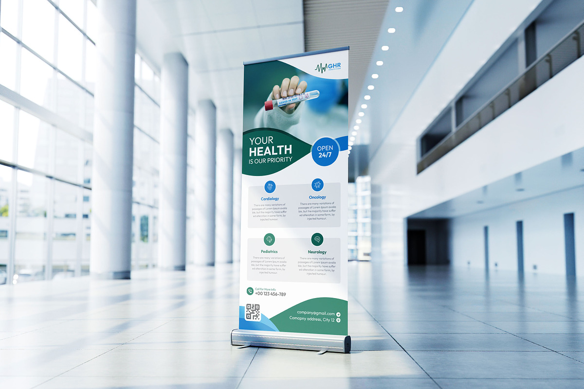 Medical Healthcare Roll Up Banner, a Print Template by VectStock (Photo 5 of 6)