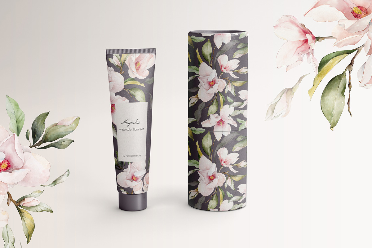 Magnolia watercolor floral set, a Decorative Illustration by Yuliia Lashevska (Photo 9 of 13)