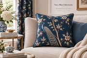 Navy Blue Chinoiserie Wall Mural, a Wallpaper Graphic by by creative paper (Thumbnail 14 of 20)