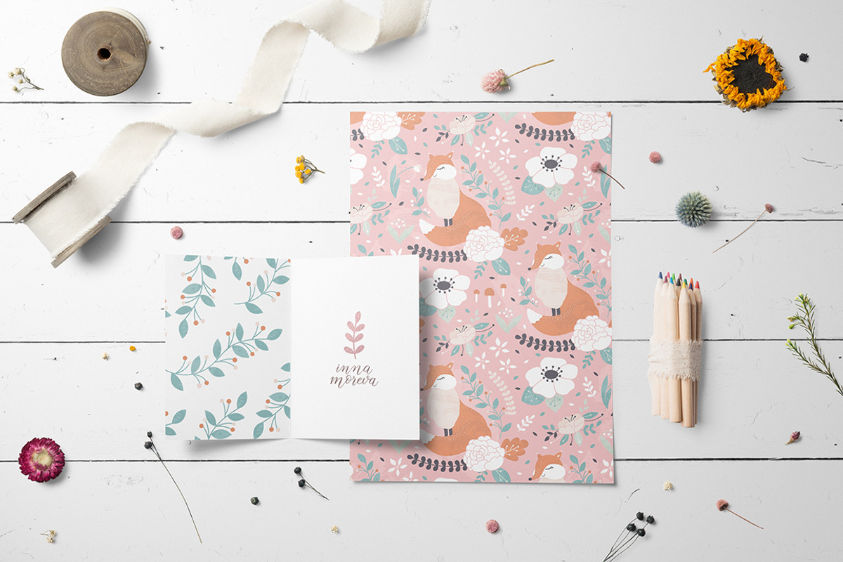 Cute foxes patterns and clipart, a Pattern Graphic by Inna Moreva (Photo 6 of 7)