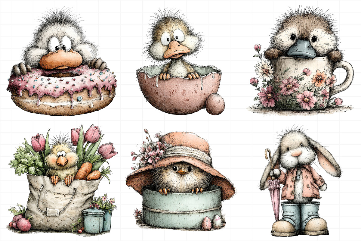 Cute Peeking Easter Animals Clipart, an Illustration by Daily.Designs (Photo 5 of 8)