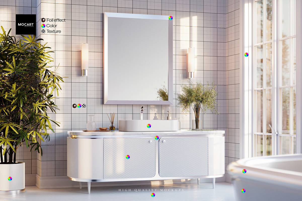 Bathroom Wallpaper Interior Mockup 3, a Household Mockup by Mocart (Photo 9 of 9)