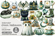 Sage Green Halloween Clipart, an Illustration by Dream Creation (Thumbnail 1 of 7)