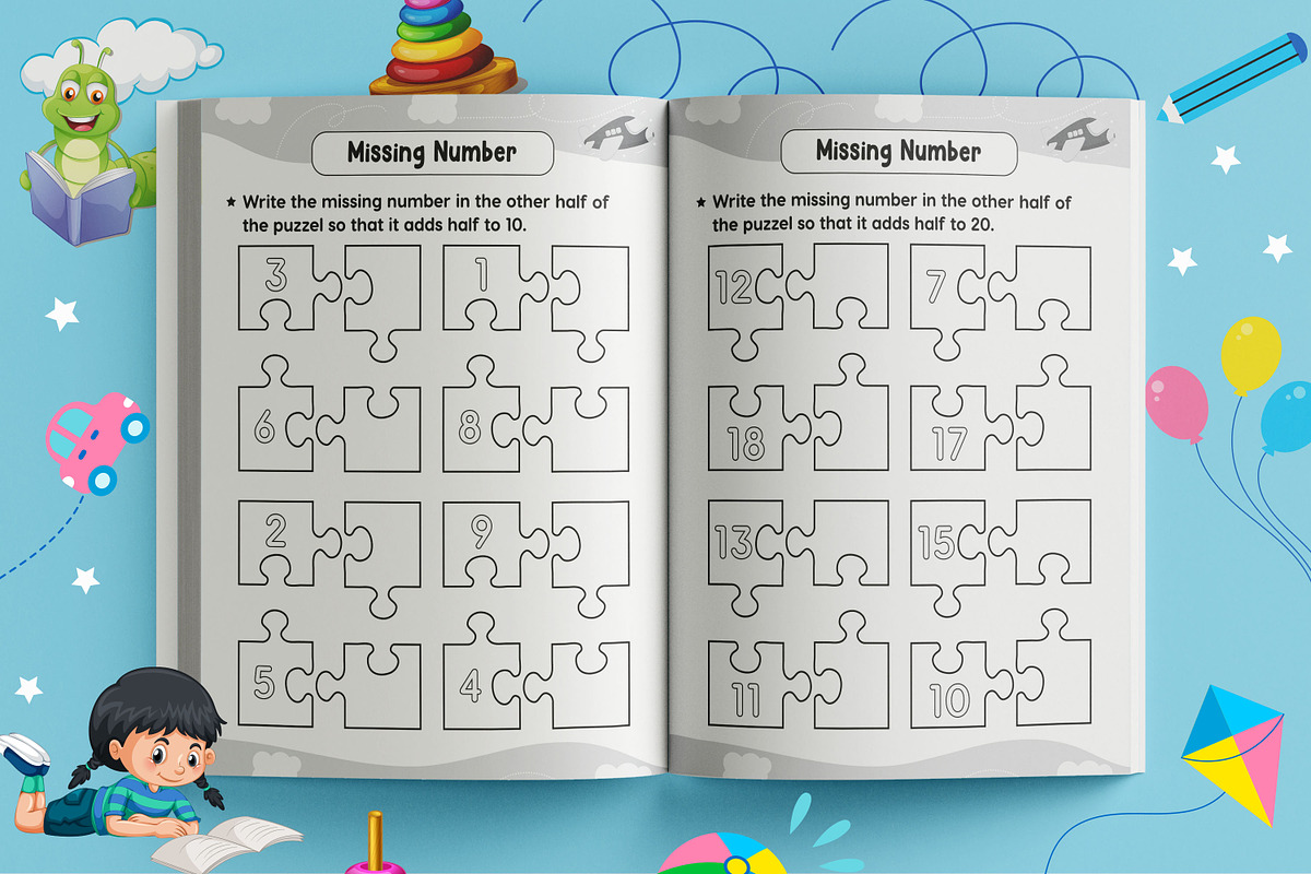 Kindergarten Math Activity Worksheet, a Print Template by Book2bees (Photo 18 of 23)