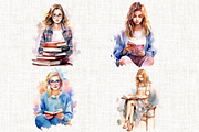 Watercolor Bookworm Clipart, a Person Illustration by Mash Mash Stickers (Thumbnail 7 of 9)