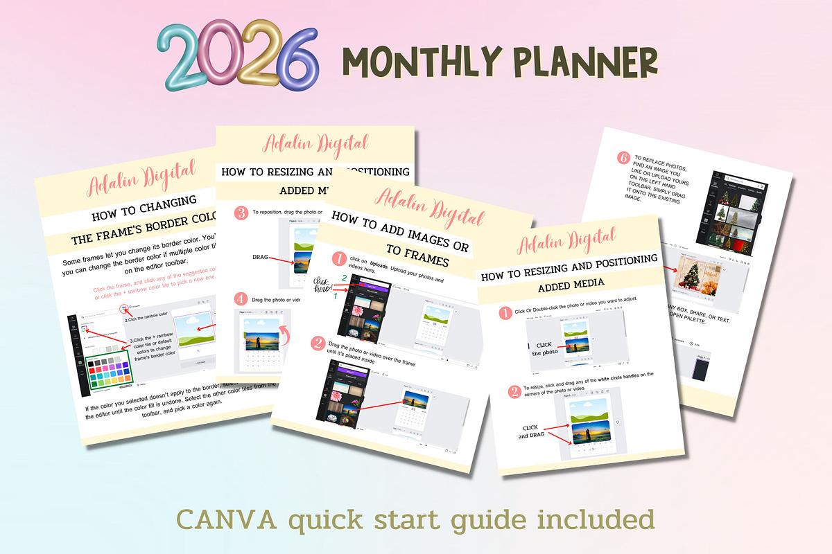 2026 Monthly Planner-Canva Template, a Templates & Theme by Adalin Shop (Photo 11 of 12)