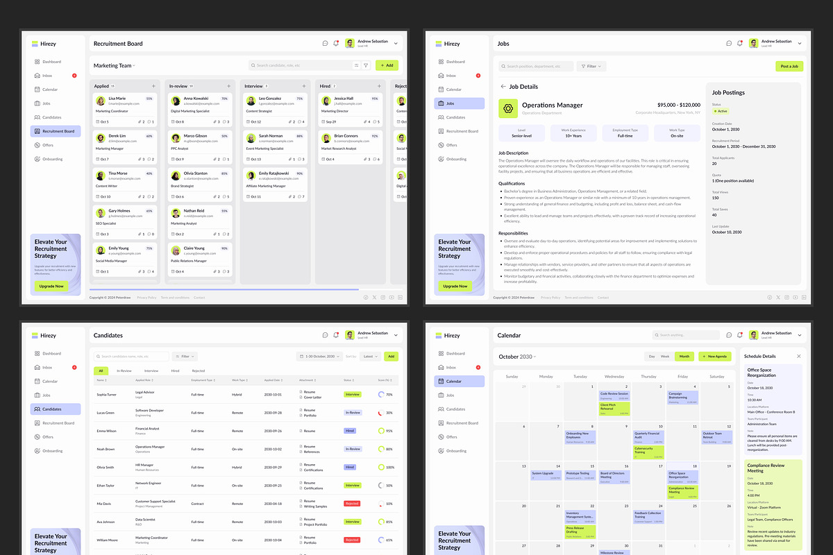 Hirezy - Recruitment Dashboard, an UI Kit Template by peterdraw (Photo 6 of 7)