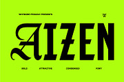 Aizen - Bold Condensed Display Font, a Sans Serif Font by WhymoreArt (Thumbnail 1 of 11)