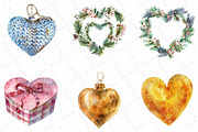 Watercolor Christmas Hearts Clipart, an Illustration by DreamPrint404 (Thumbnail 5 of 5)