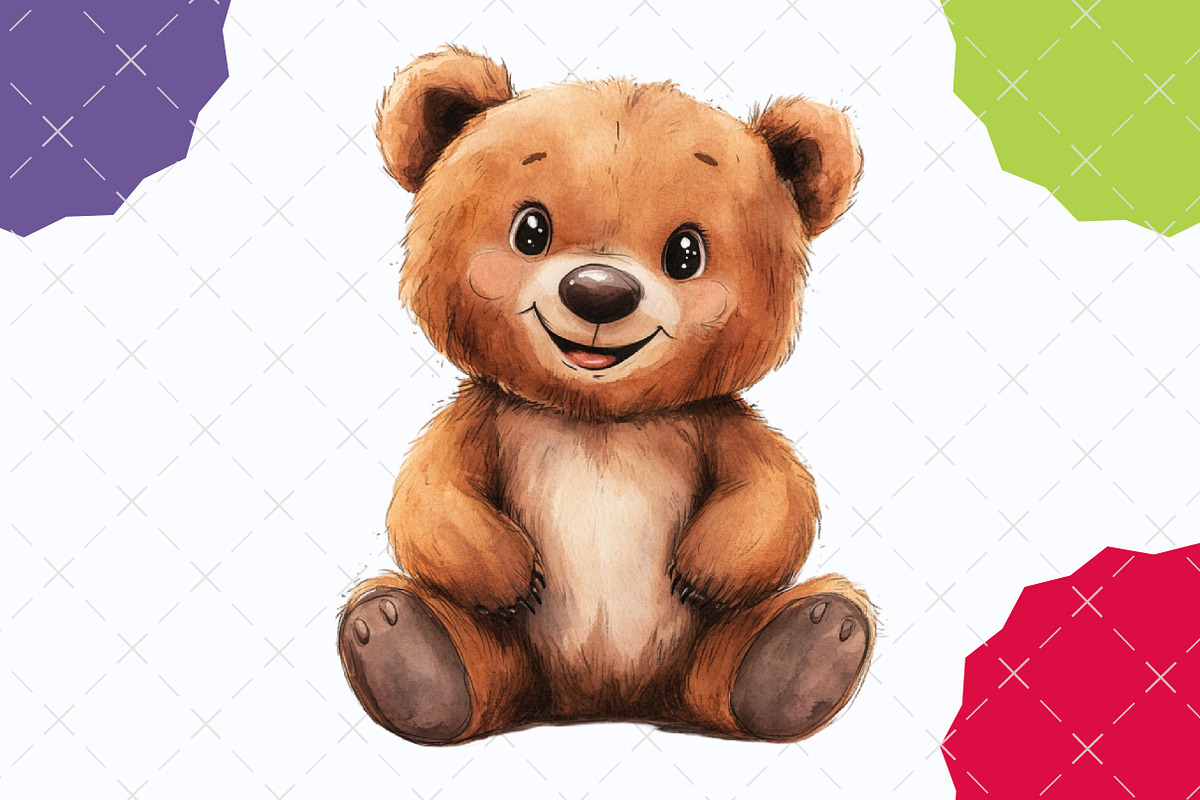 Watercolor Cute Animals Clipart, an Illustration by designcity5 (Photo 4 of 5)