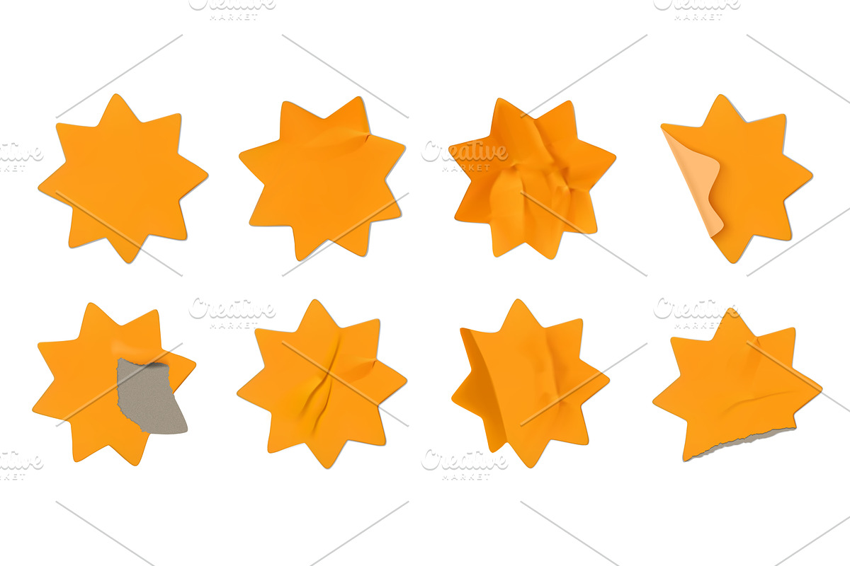 Crumpled paper starburst stickers, an Object Illustration by winwin.art