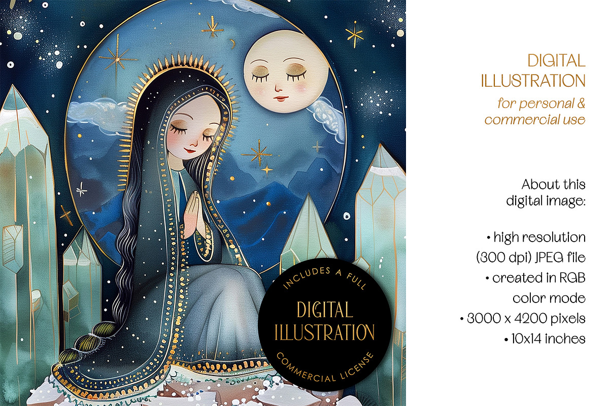 Celestial Virgin Mary Illustration, a Person Illustration by The Dutch Lady Designs (Photo 4 of 4)