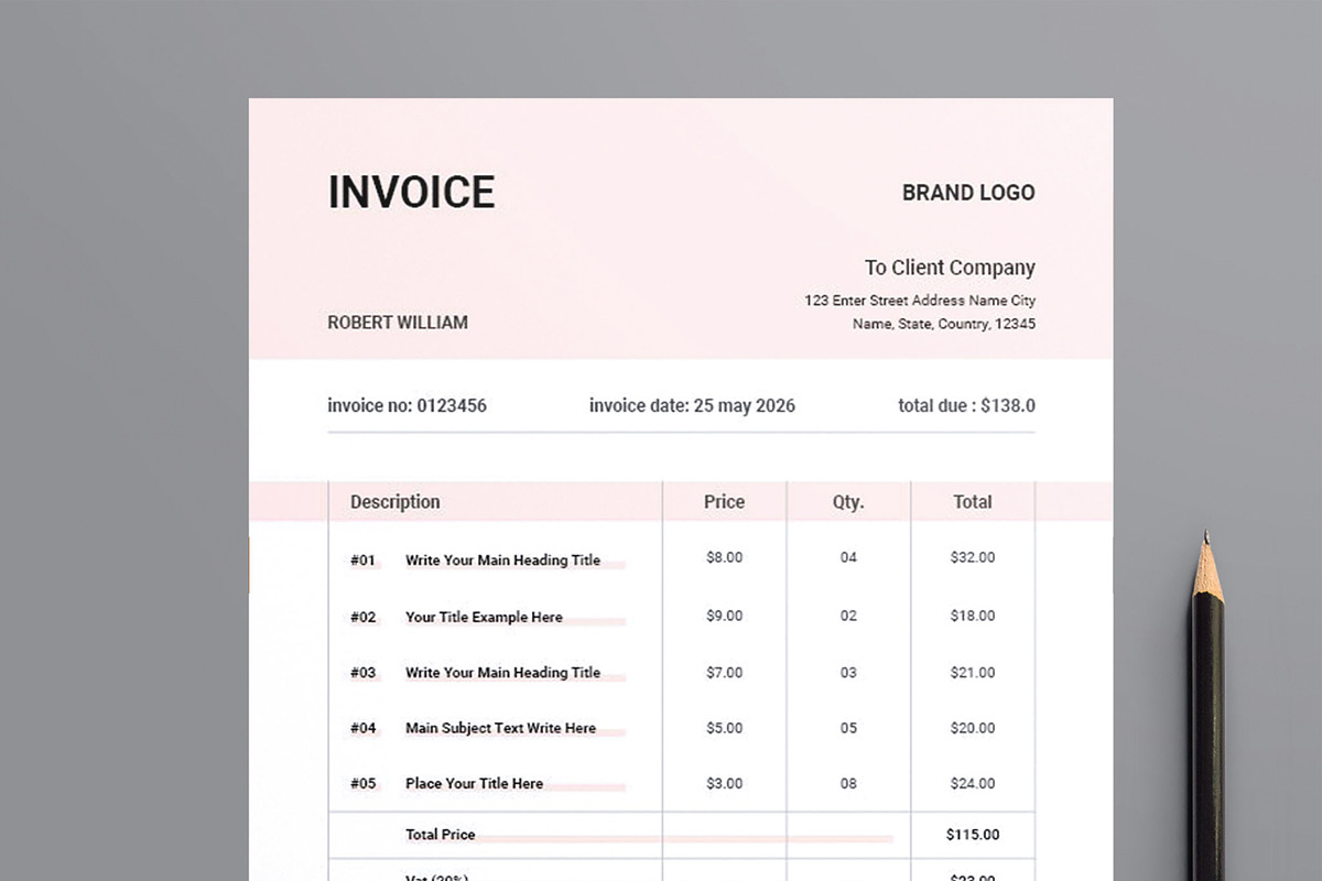 Professional Business Invoice, a Stationery Template by MightyDesign (Photo 2 of 8)