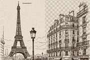 Parisian Streets Urban Sketch, a Background Graphic by Alara Studio (Thumbnail 3 of 9)