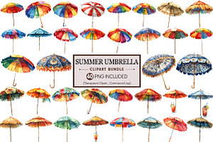 Bright & Colorful Summer Umbrella, an Illustration by Pixels.Craft