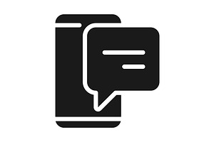 Smartphone with speech bubble black, a Solid Icon by IMG Visuals