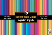 Rainbow Ombre Stripes Digital Paper, a Pattern Graphic by Creative Store (Thumbnail 1 of 5)