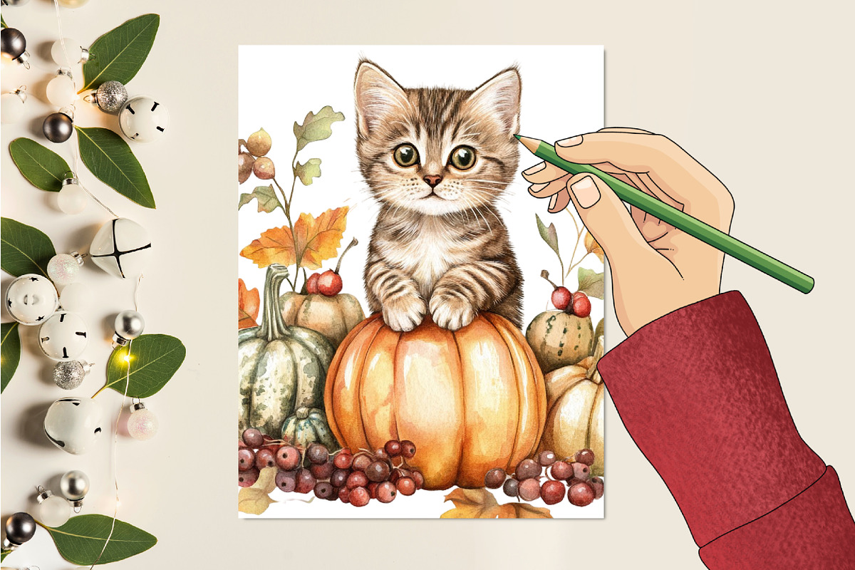 Cute Autumn Kitten Sublimation, an Illustration by CitraGraphics (Photo 6 of 6)