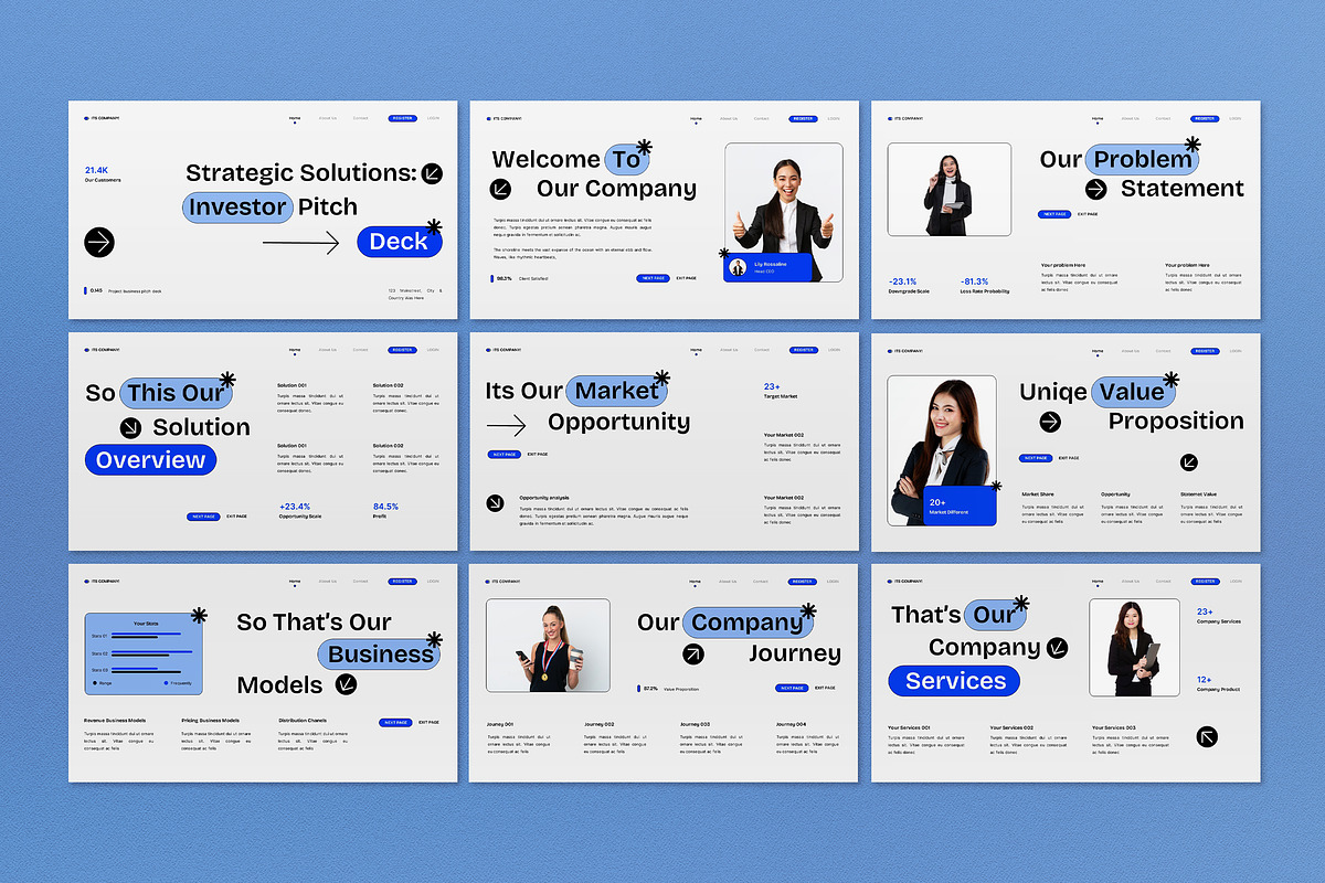 Blue Modern Pitch Deck Presentation, a Presentation Template by graphicook (Photo 3 of 4)