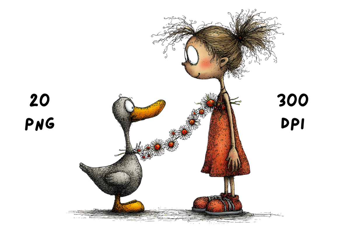 Whimsical Floral Girl and Duck, an Animal Illustration by GiraffeCreative (Photo 16 of 20)