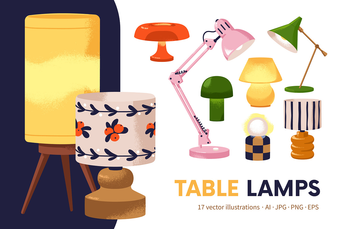 Modern and retro table lamps set, an Object Illustration by Good Studio (Photo 1 of 3)