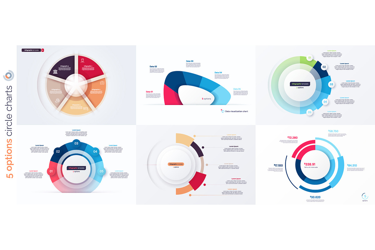 Five option infographic designs, a Templates & Theme by rikkyal