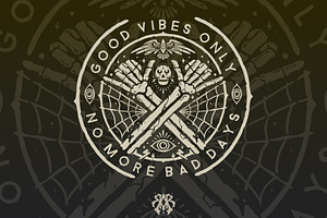 Good vibes skull badge