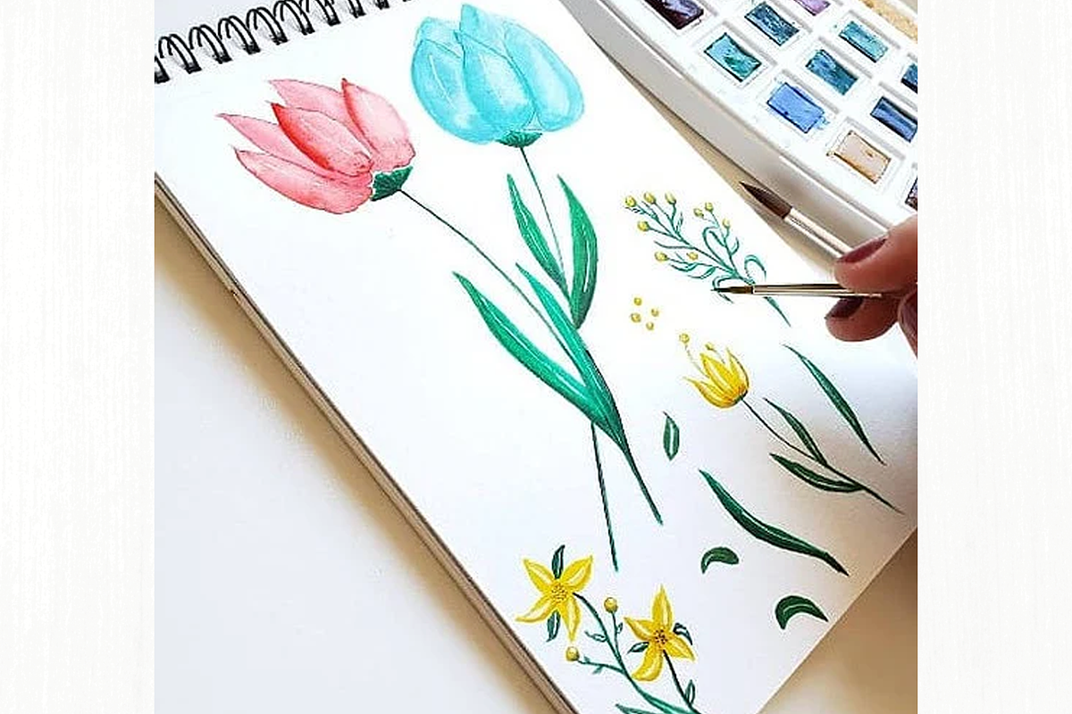 Flowers Gouache: cliparts + paper, an Illustration by Lolytop Studio (Photo 3 of 3)